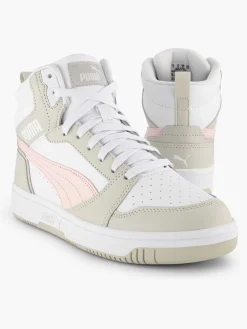 Puma Sneakers-Witte Rebound V6 Mid Jr