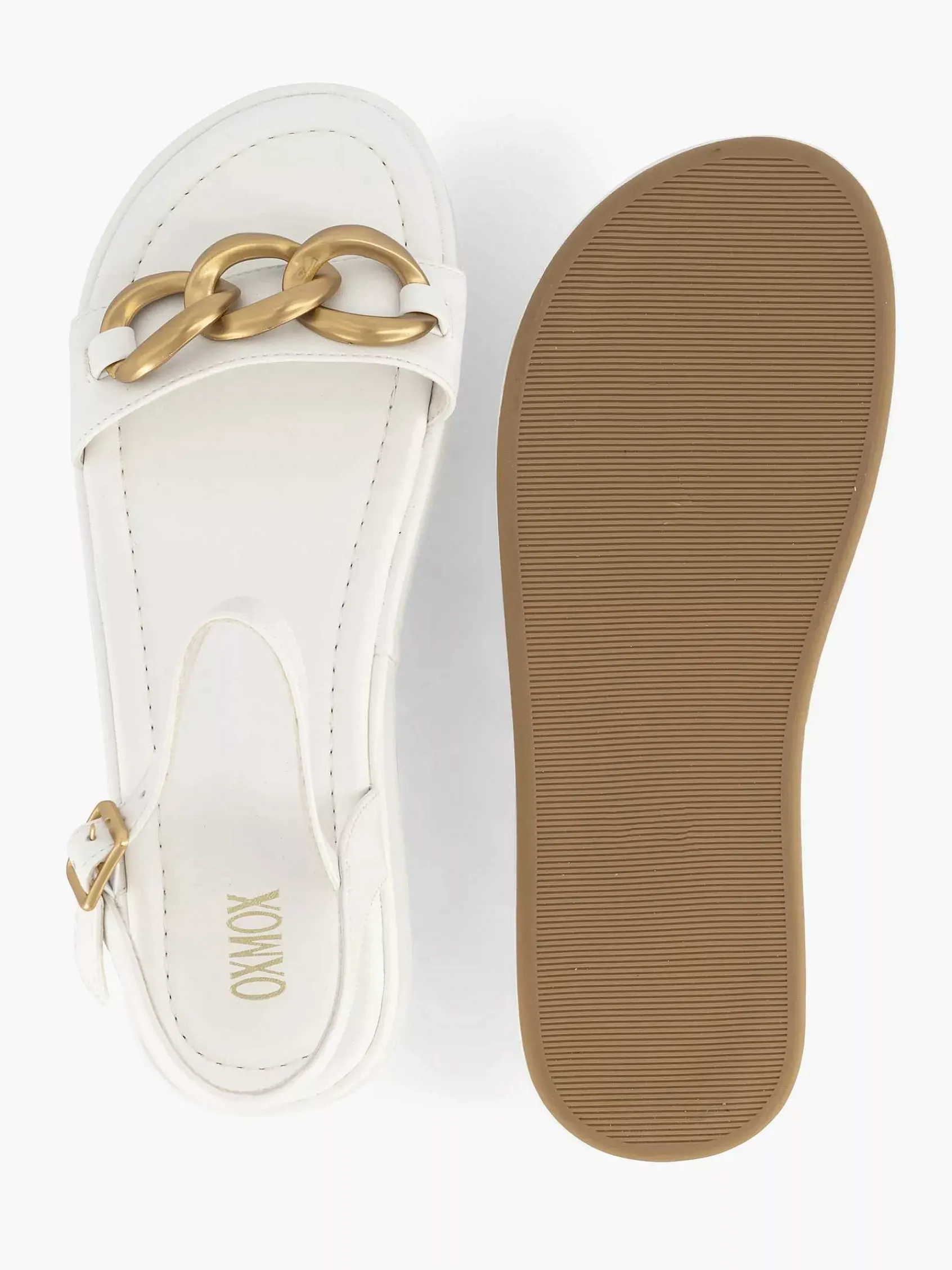Oxmox Sandalen-Witte Sandaal Sierketting