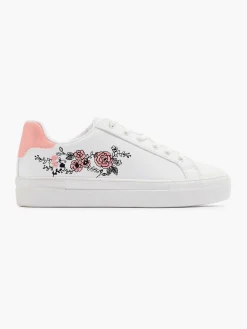 Graceland Sneakers-Witte Sneaker Roze Bloemen