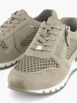 Medicus Comfort Schoenen-Zandkleurige Leren Comfort Sneaker