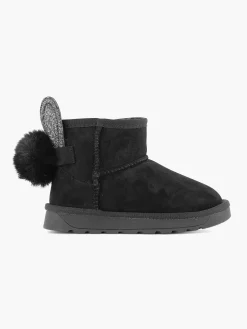 Graceland Babyschoenen-Zwarte Boot Konijn Gevoerd