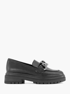 Oxmox Instappers-Zwarte Chunky Loafer Sierketting