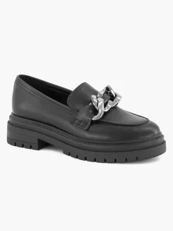 Oxmox Instappers-Zwarte Chunky Loafer Sierketting