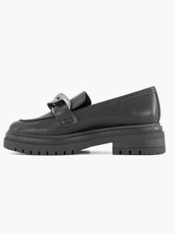 Oxmox Instappers-Zwarte Chunky Loafer Sierketting