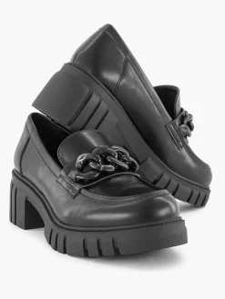 Oxmox Instappers-Zwarte Chunky Loafer Sietketting