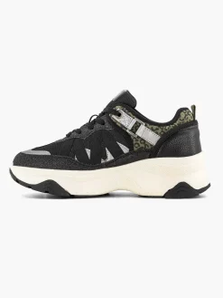 Oxmox Sneakers-Zwarte Chunky Sneaker Panterprint