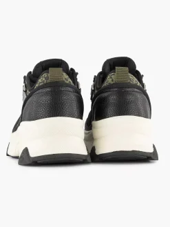 Oxmox Sneakers-Zwarte Chunky Sneaker Panterprint