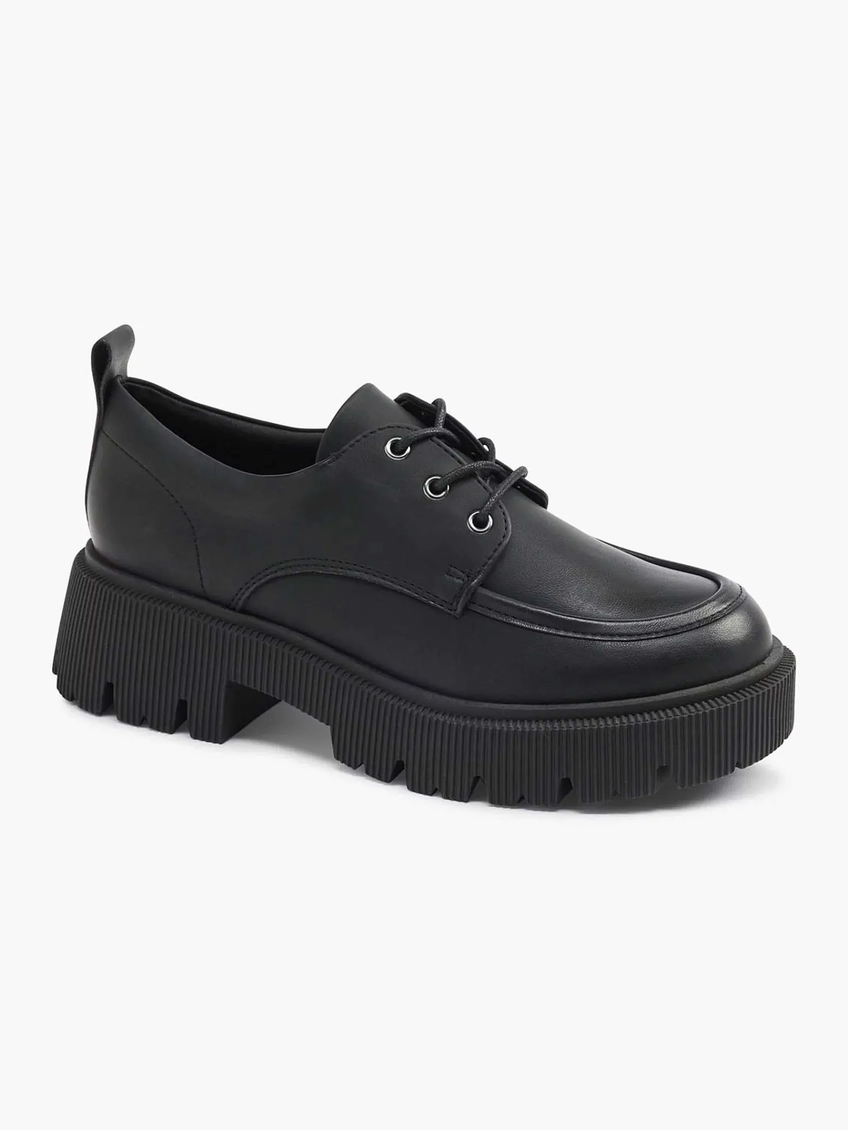 Oxmox Instappers-Zwarte Chunky Veterschoen
