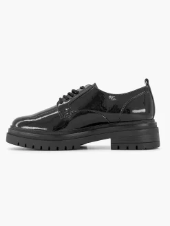 Oxmox Instappers-Zwarte Chunky Veterschoen Lak