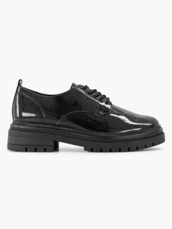 Oxmox Instappers-Zwarte Chunky Veterschoen Lak