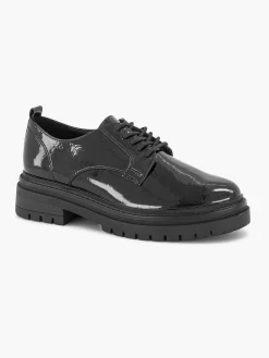Oxmox Instappers-Zwarte Chunky Veterschoen Lak