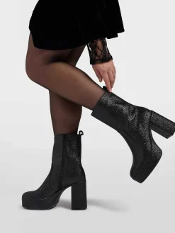 Oxmox Enkellaarzen & Boots-Zwarte Enkellaars Hak Glitters