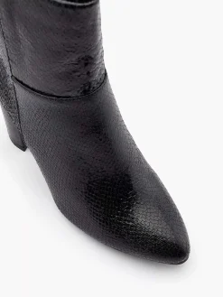 Oxmox Enkellaarzen & Boots-Zwarte Enkellaars Slangenprint