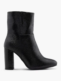 Oxmox Enkellaarzen & Boots-Zwarte Enkellaars Slangenprint