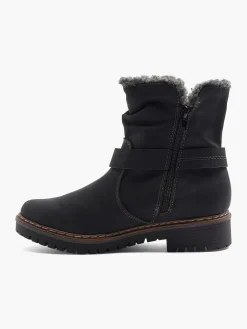 Easy Street Comfort Schoenen-Zwarte Enkellaars Warm Gevoerd