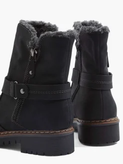 Easy Street Comfort Schoenen-Zwarte Enkellaars Warm Gevoerd