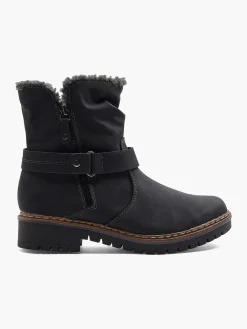 Easy Street Comfort Schoenen-Zwarte Enkellaars Warm Gevoerd