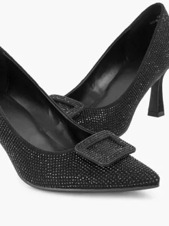 Graceland Hoge Hakken-Zwarte Glitter Pump Gesp