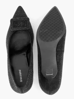 Graceland Hoge Hakken-Zwarte Glitter Pump Gesp