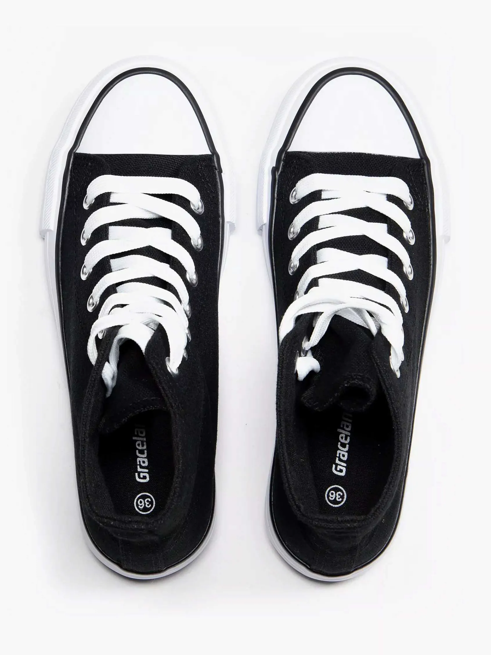 Graceland Sneakers-Zwarte Hoge Canvas Sneaker