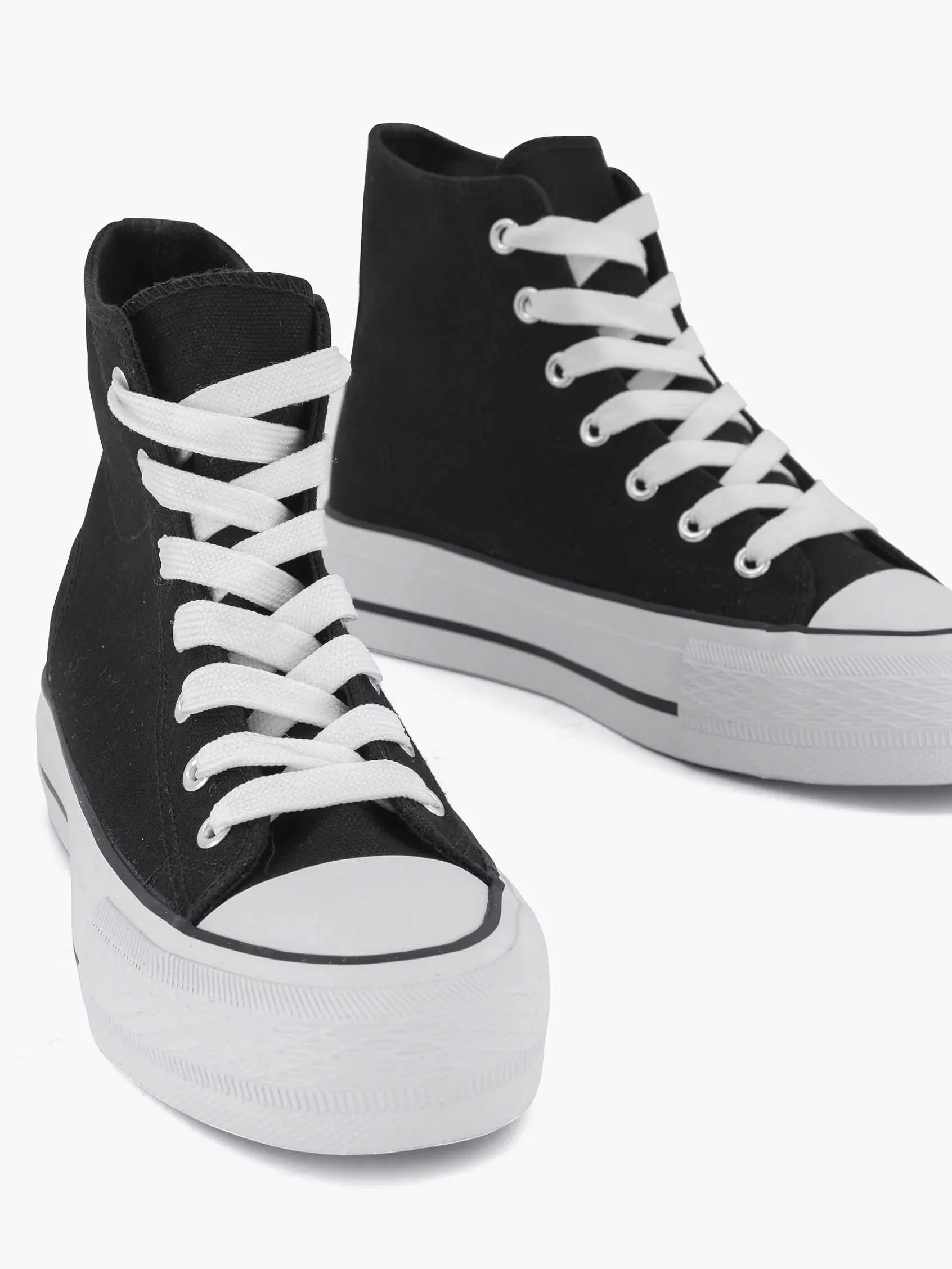 Graceland Sneakers-Zwarte Hoge Canvas Sneaker
