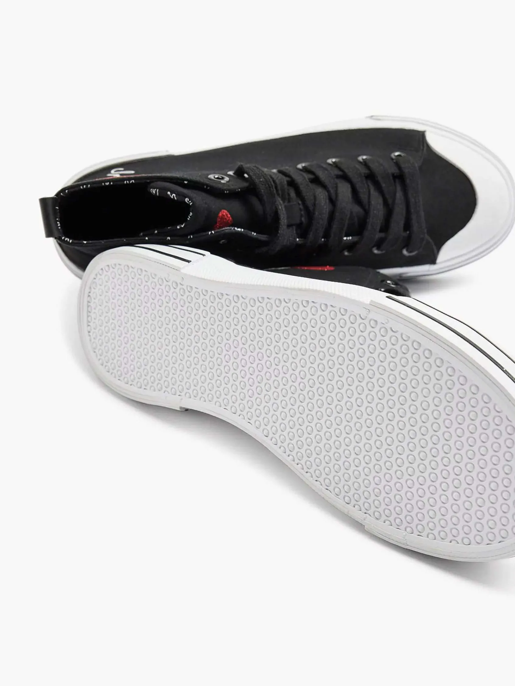 Graceland Sneakers-Zwarte Hoge Canvas Sneaker Hartje