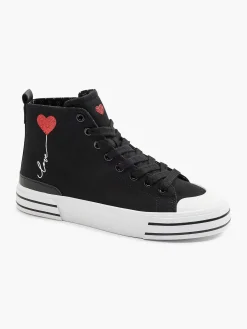 Graceland Sneakers-Zwarte Hoge Canvas Sneaker Hartje