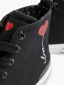 Graceland Sneakers-Zwarte Hoge Canvas Sneaker Hartje