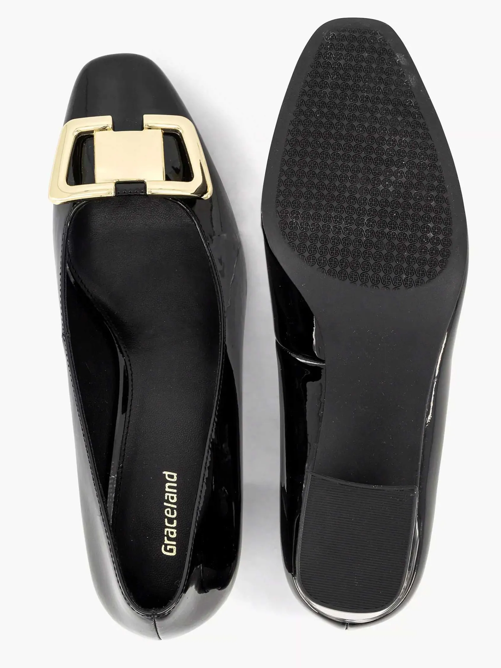 Graceland Pumps-Zwarte Lak Pump Siergesp