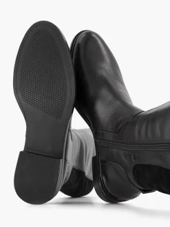 Medicus Comfort Schoenen-Zwarte Lange Leren Comfort Laars Elastiek