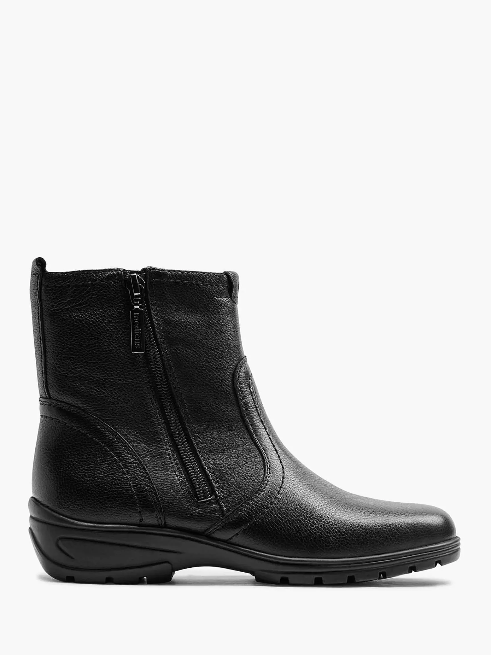 Medicus Comfort Schoenen-Zwarte Leren Comfort Enkelboot