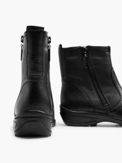 Medicus Comfort Schoenen-Zwarte Leren Comfort Enkelboot