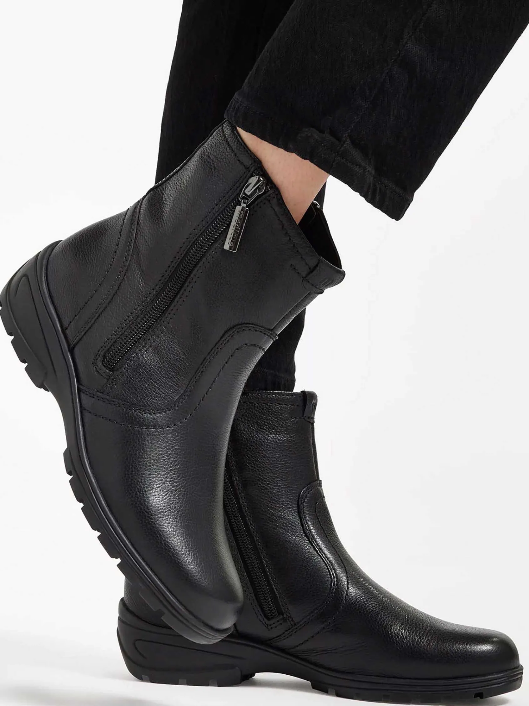 Medicus Comfort Schoenen-Zwarte Leren Comfort Enkelboot