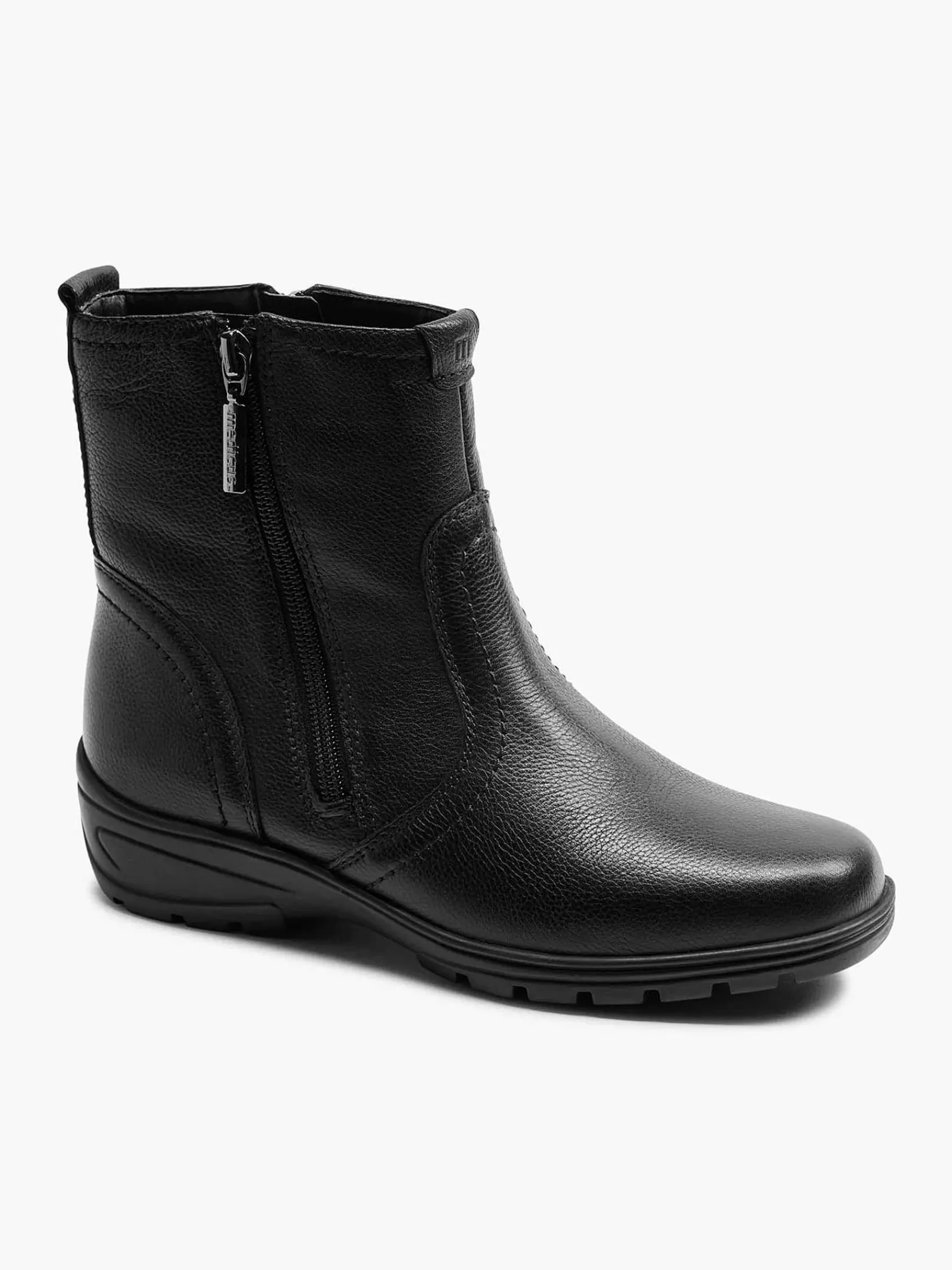Medicus Comfort Schoenen-Zwarte Leren Comfort Enkelboot