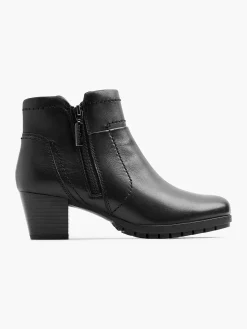 Medicus Comfort Schoenen-Zwarte Leren Comfort Enkellaars Hak