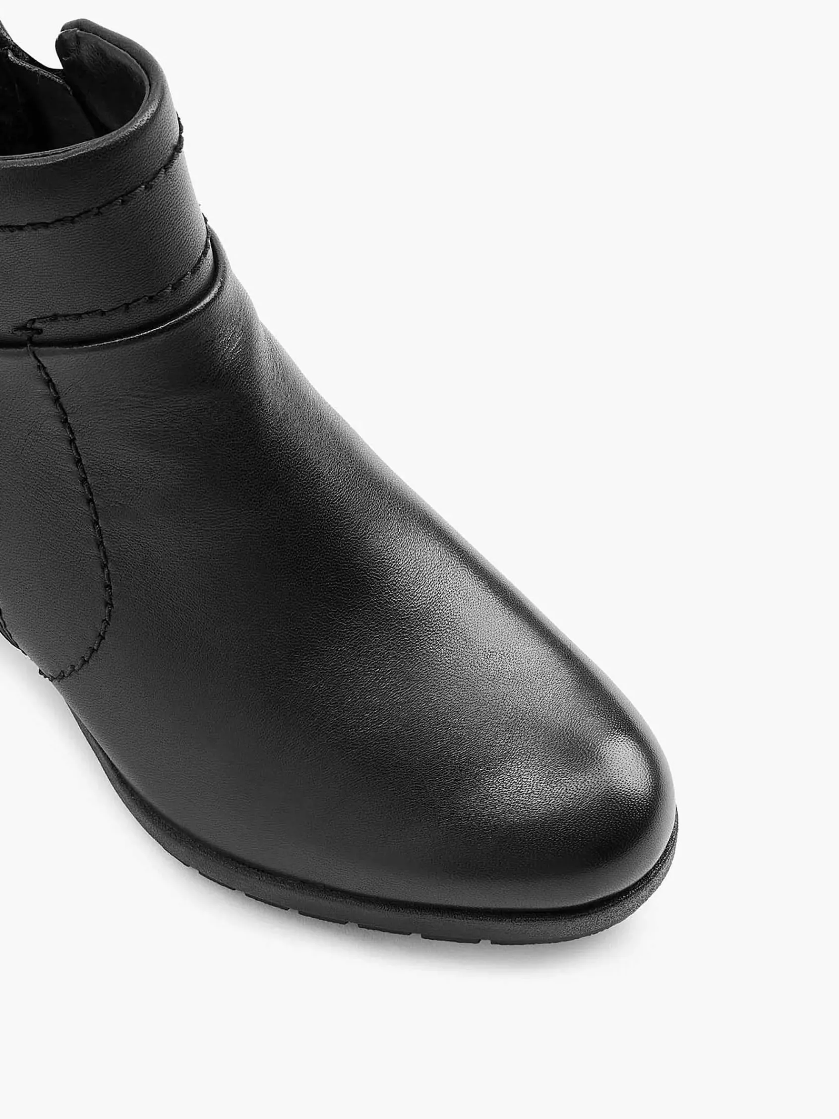 Medicus Comfort Schoenen-Zwarte Leren Comfort Enkellaars Hak