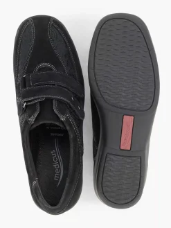 Medicus Comfort Schoenen-Zwarte Leren Comfort Instapper Klittenband