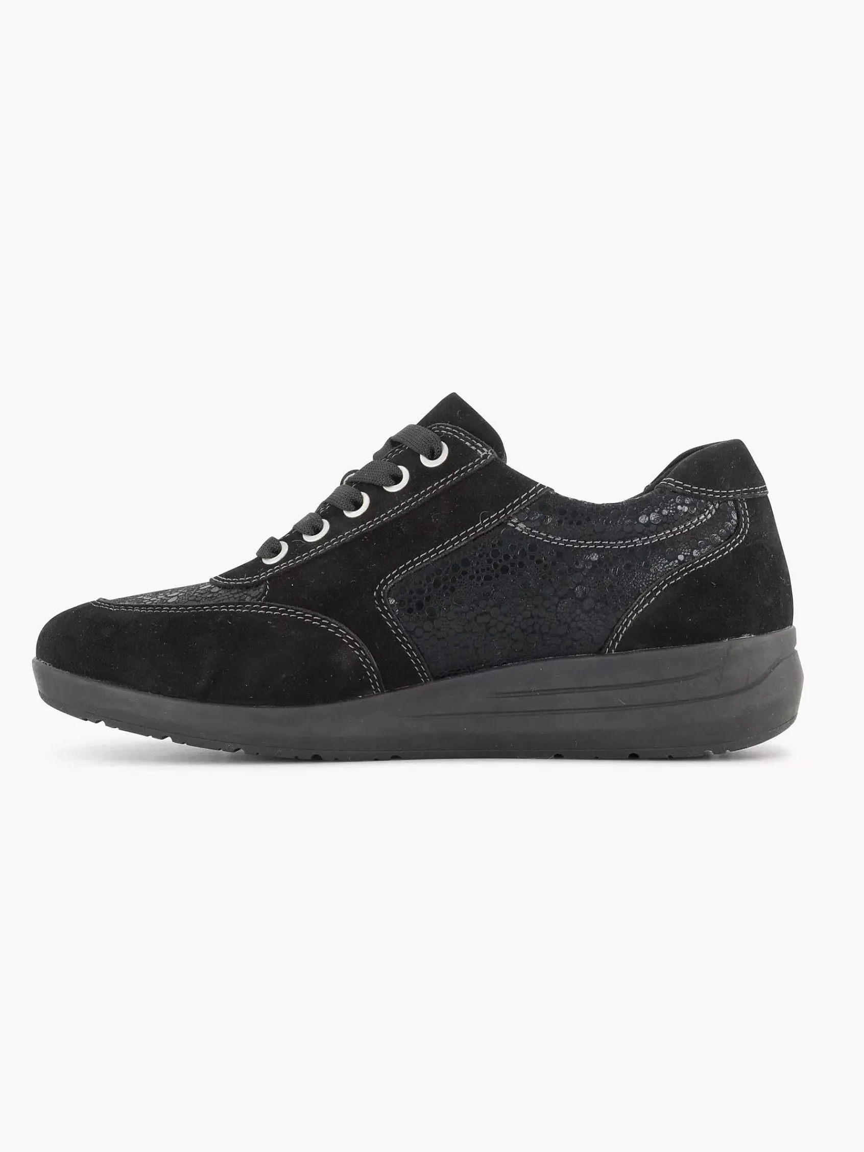 Medicus Comfort Schoenen-Zwarte Leren Comfort Sneaker