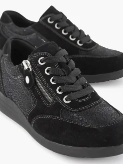 Medicus Comfort Schoenen-Zwarte Leren Comfort Sneaker