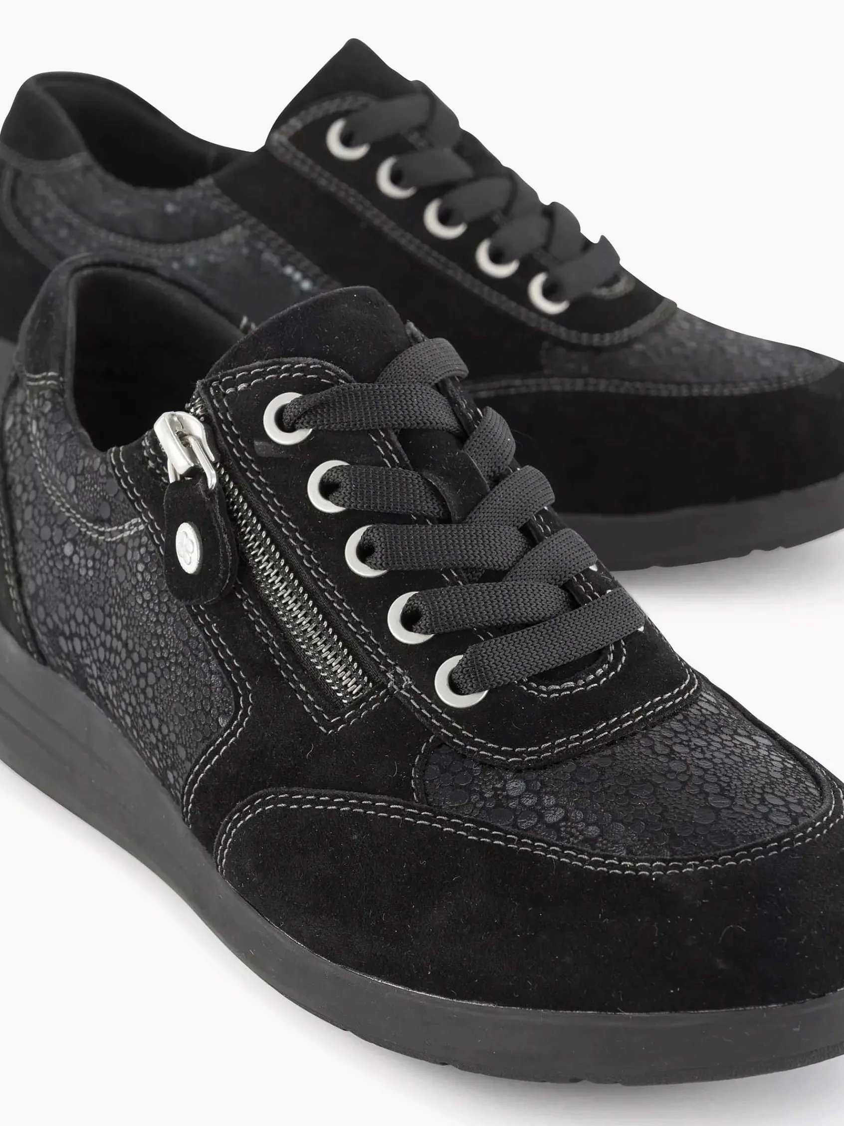 Medicus Comfort Schoenen-Zwarte Leren Comfort Sneaker