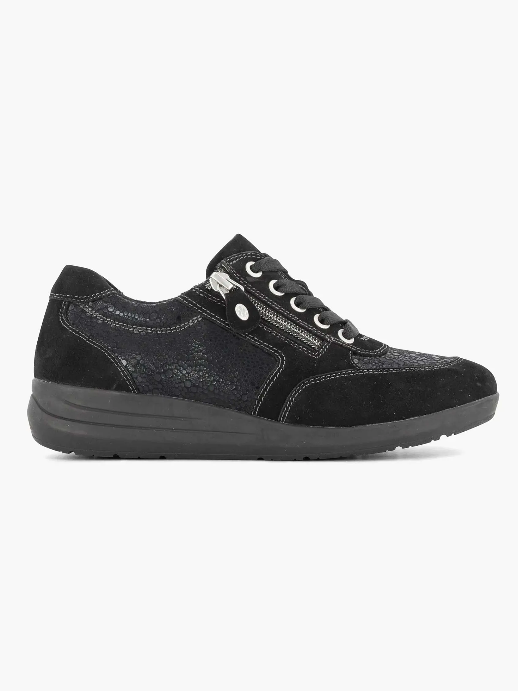 Medicus Comfort Schoenen-Zwarte Leren Comfort Sneaker