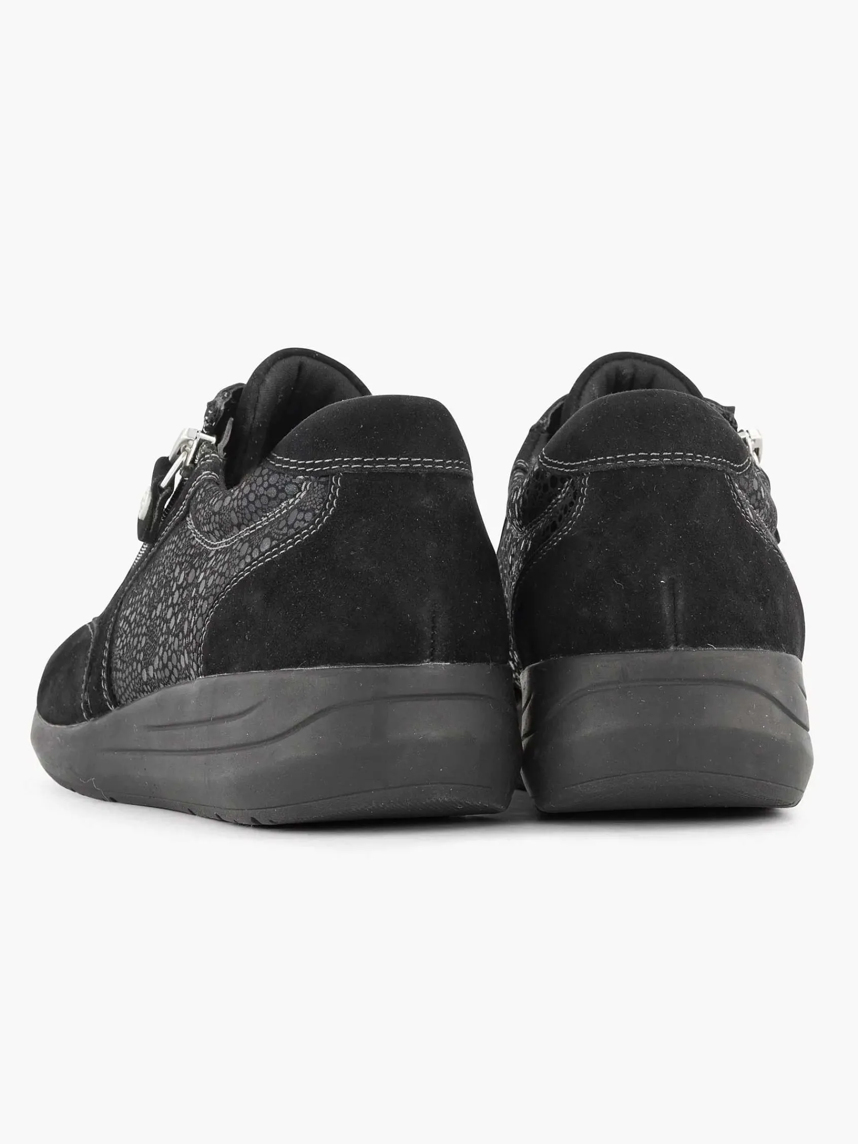 Medicus Comfort Schoenen-Zwarte Leren Comfort Sneaker