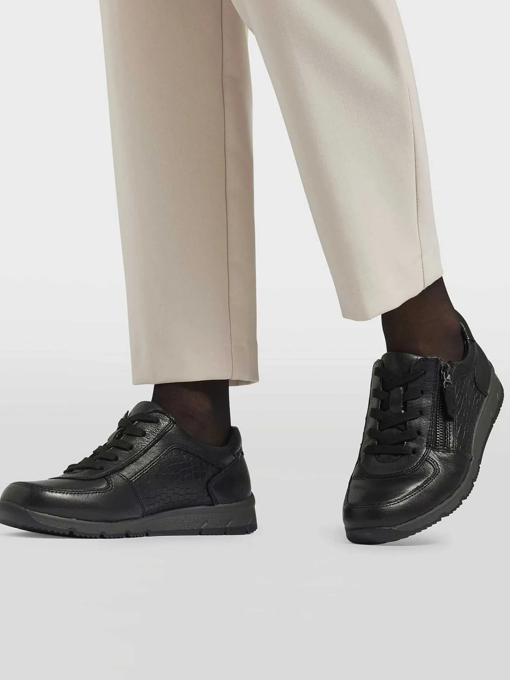 Medicus Comfort Schoenen-Zwarte Leren Comfort Sneaker