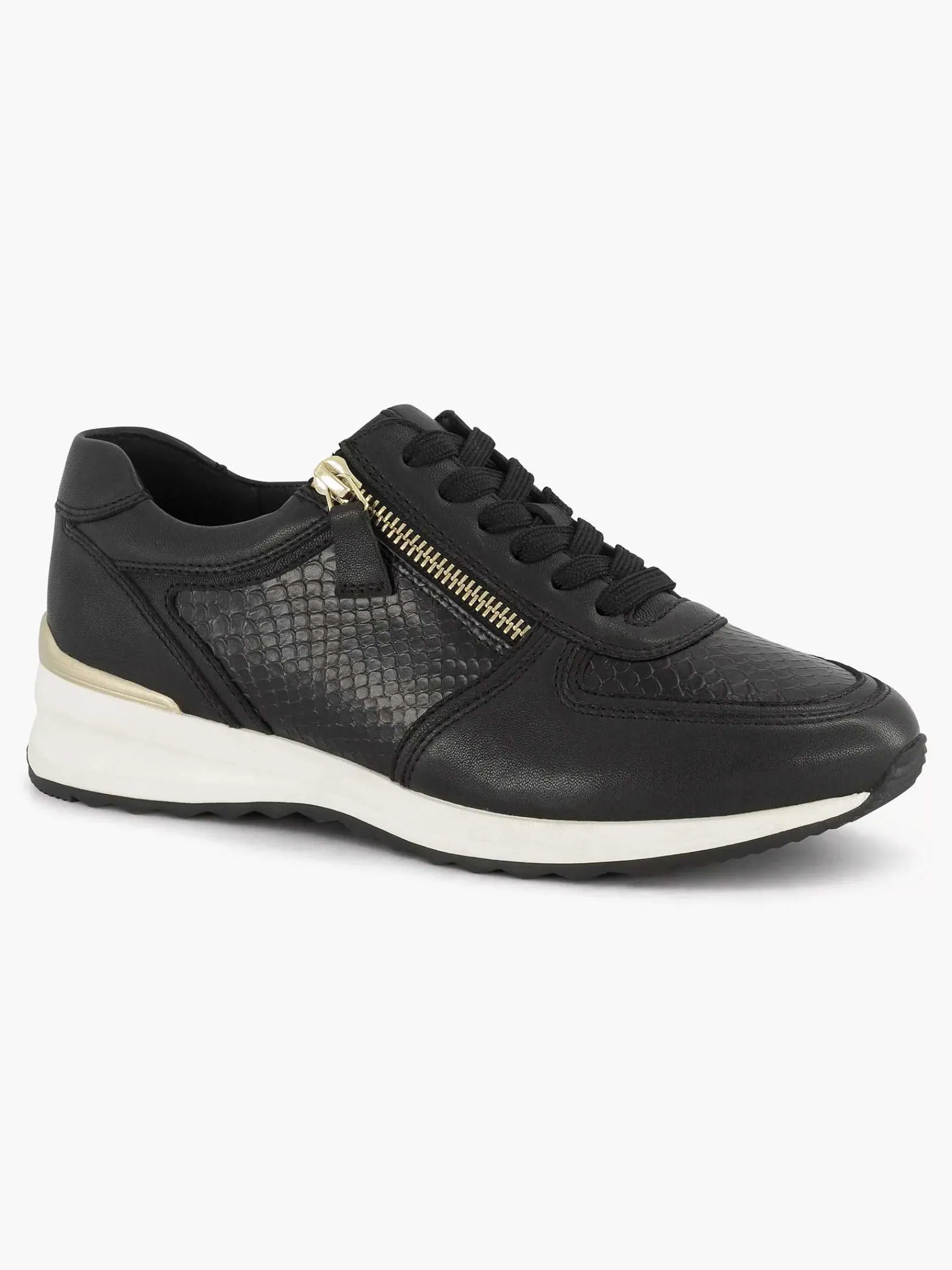 Medicus Comfort Schoenen-Zwarte Leren Comfort Sneaker
