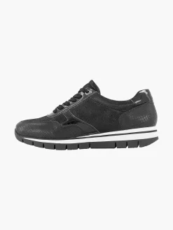 Medicus Comfort Schoenen-Zwarte Leren Comfort Sneaker Croco