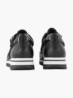 Medicus Comfort Schoenen-Zwarte Leren Comfort Sneaker Croco