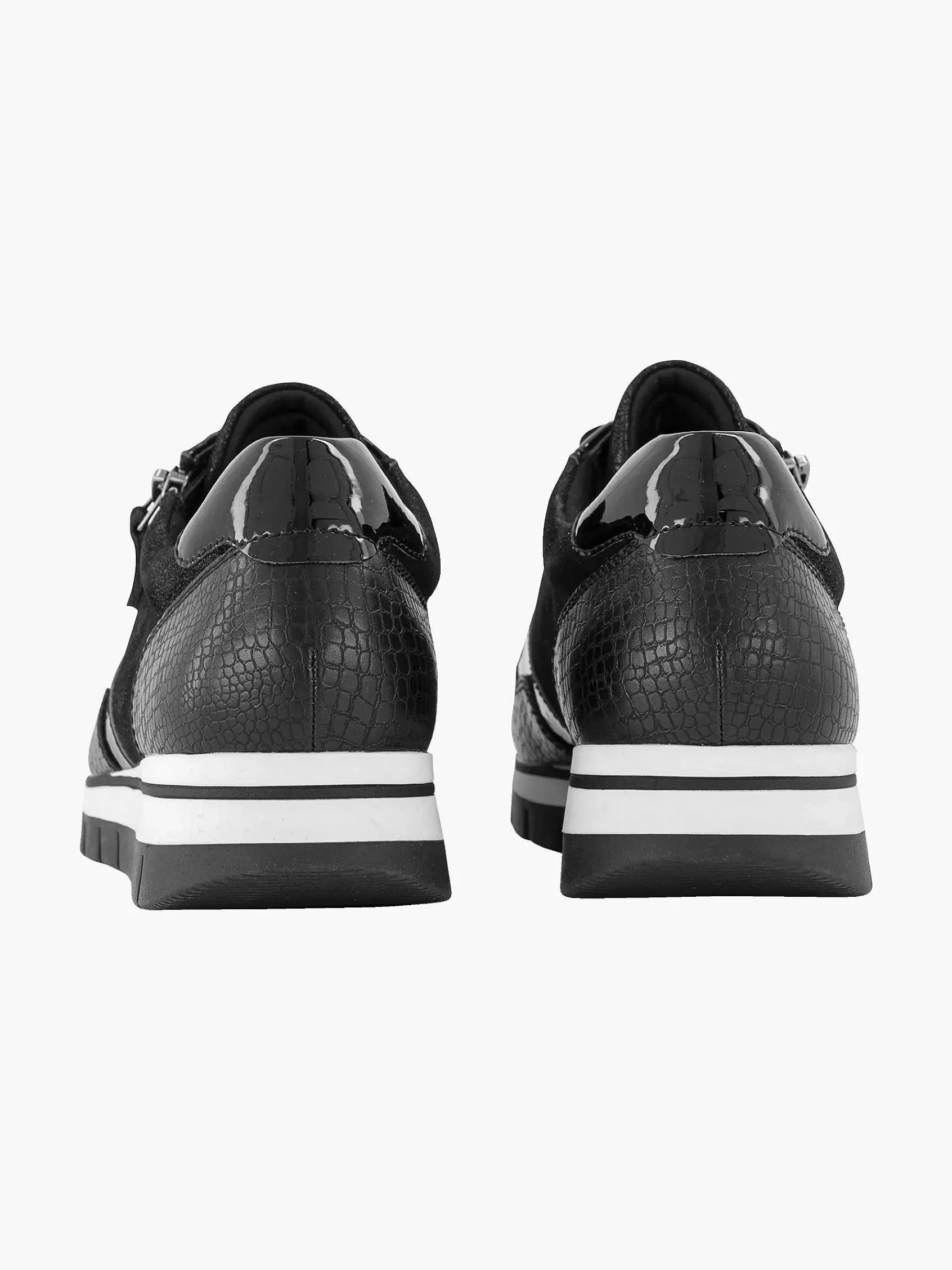 Medicus Comfort Schoenen-Zwarte Leren Comfort Sneaker Croco