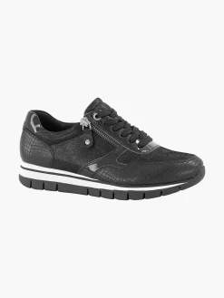Medicus Comfort Schoenen-Zwarte Leren Comfort Sneaker Croco
