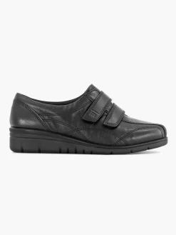 Medicus Sneakers-Zwarte Leren Comfort Sneaker Klittenband