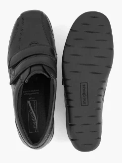 Medicus Sneakers-Zwarte Leren Comfort Sneaker Klittenband